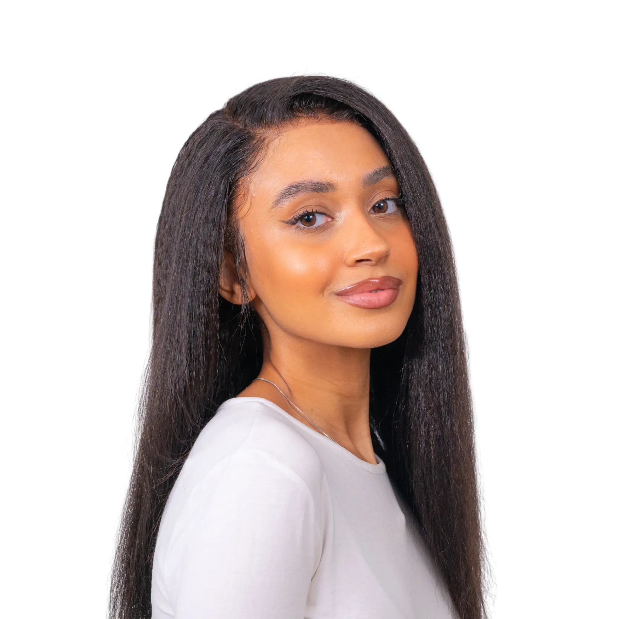 The AMARACHI - Natural Kinky Straight Glueless 13x6 HD Lace Frontal Wig 100% Human Hair