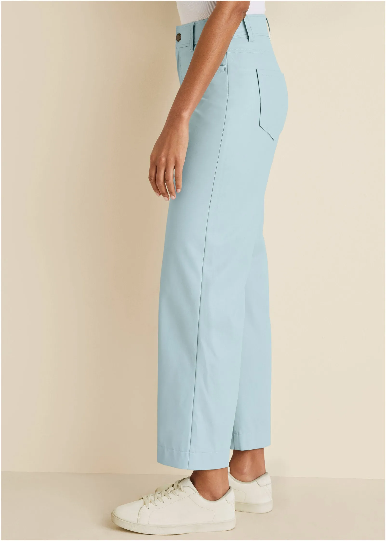 Wide Leg Faux-Leather Pants - Light Blue