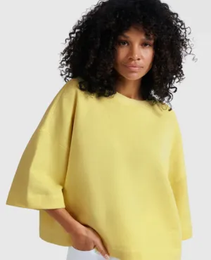 Yaya Lemon Yellow Short Sleeve Sweatshirt